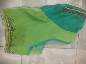 Green Ombre Beaded Saree
