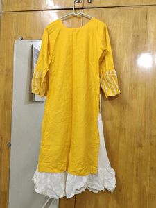 Yellow Embroidered Kurti