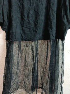 SHEIN Oversized Summer Mesh Long Top Black