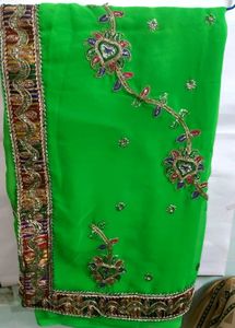 Green Embroidered Sari