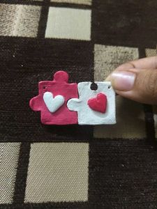 Heart Puzzle Keychain Set 🩷🤍