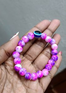 Pink &amp; Purple Marble Bead Bracelet