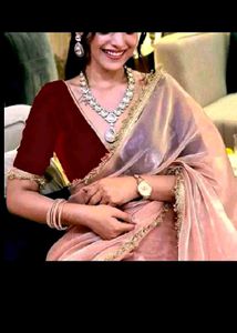 New Elegant Saree with velvet blouse piece