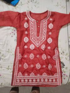 Red Embroidered Kurti
