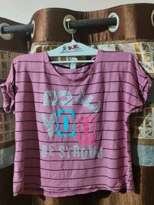 Pink Striped Graphic T-shirt