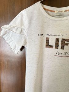 Life Graphic Ruffle Sleeve Tee