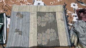 Elegant Grey Floral Saree