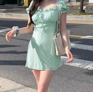 Mint Plaid Mini Dress