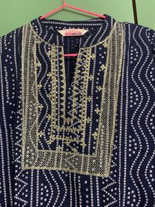 Navy Blue Popular Jaipuri Block Print Kurta