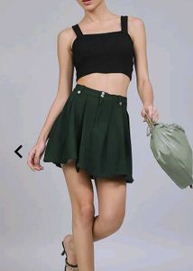 Green Pleated Mini Skirt