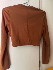 Chic Brown Long Sleeve Top