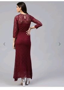 Athena Burgundy Lace Maxi Dress