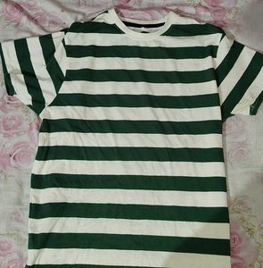 green & White Oversized Top