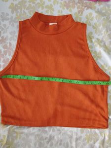Orange Mock Neck Crop Top