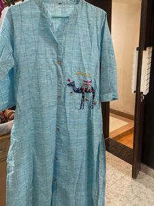 Light Blue Embroidered Kurta