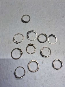 Vintage Silver Ring Set 11 Pcs Lot
