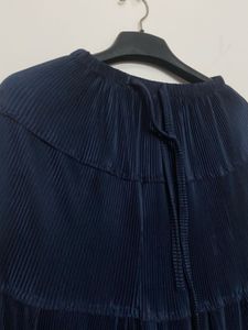 Navy Blue Tiered Pleated Skirt