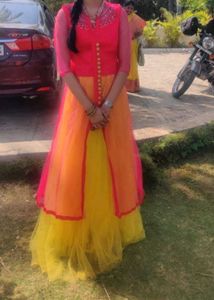 Versatile 2-in-1 Lehenga Set – Pink, Yellow Color