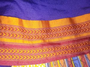 Womens Violet Plain Saree With Golden Par.