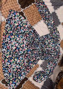 Black short floral dress