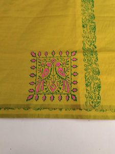 Olive Green Cotton saree