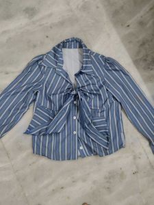 Knotted Placket Shirt Top