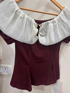 Burgundy Peplum Top