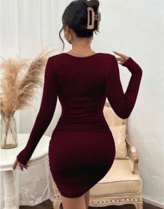 Burgundy Bodycon Mini Dress