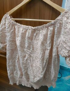 Eyelet Off-Shoulder Top