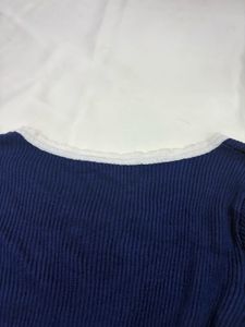 Navy Long Sleeve Crop Top