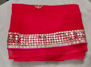 Red Embellished Saree
