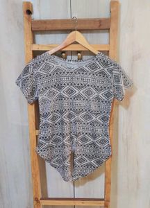 Grey Printed Cotton Top Size-34