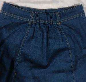 Denim Button-Front Skirt