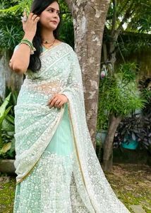 Elegant Sea Green Net Saree