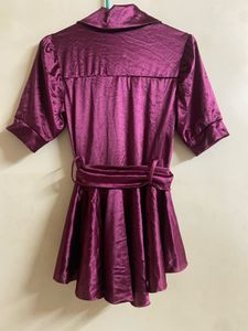 Burgundy Belted Peplum Top