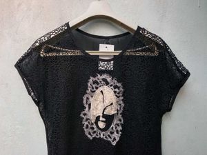 New With Tag Black Netted Cute Korean Top