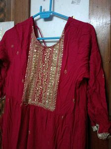 Red & Gold Embroidered Dress