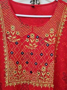 Red Printed Kurta