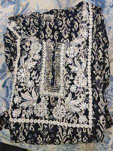 Elegant Embroidered Black Jaipuri Dress