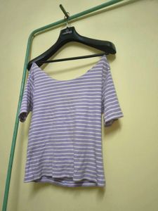 Striped Lavender OffShoulder Top