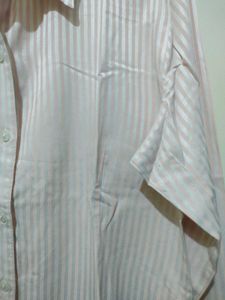 Auburn Hill Peachy Orange Silver Strip Formal Shir