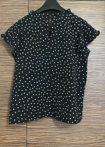 Polka Dot Ruffle Sleeve Top