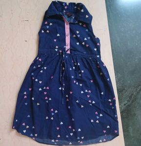 Girls' Sleeveless Heart Print Dress For Kids