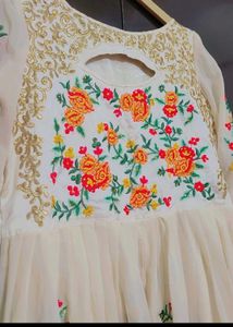 Cream Ethic Gown Multi Floral Print For 36 Bust