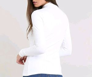Women&#39;s White High Neck Top