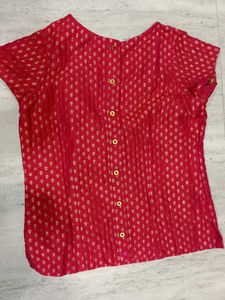 Red Ditsy Print Top