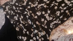 Floral Cardigan style Black Tank Top