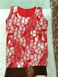 Red & White Sleeveless Top