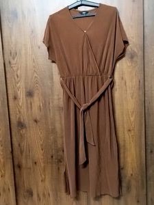Women Stretchable Brown Corduroy Long Dress