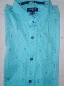 Forever 21 Blue Safety Pin Print Shirt - Men's